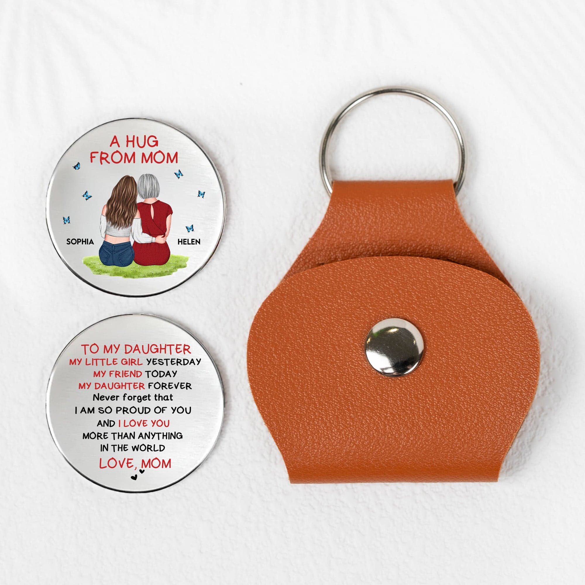 Mother's Day Personalized Leather Pocket Hug | POD Dropship MOQ 1 - Custom Pocket Hug Wholesale | MCDFL