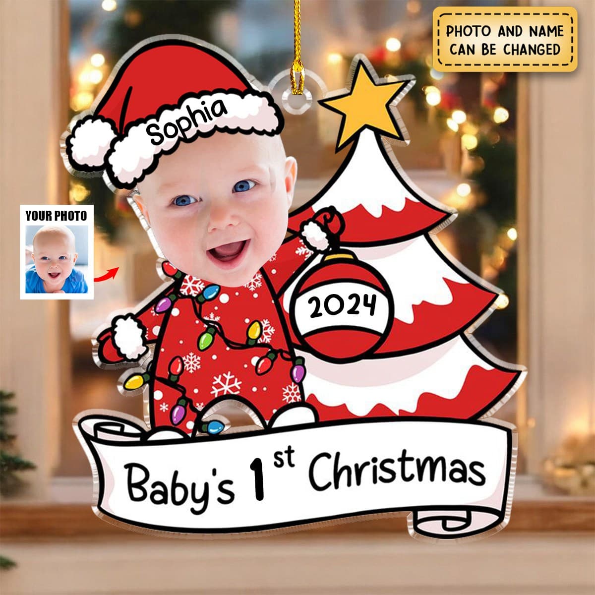 Christmas Custom Acrylic Photo Ornament | Personalized Dropship MOQ 1 - Custom Acrylic Ornament Wholesale | MCDFL
