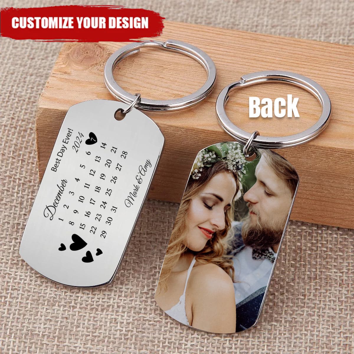 Anniversary Gift Stainless Steel Keychain | Custom Personalized Dropship MOQ 1 - Steel Keychain Detail | Wholesale POD Supplier | MCDFL