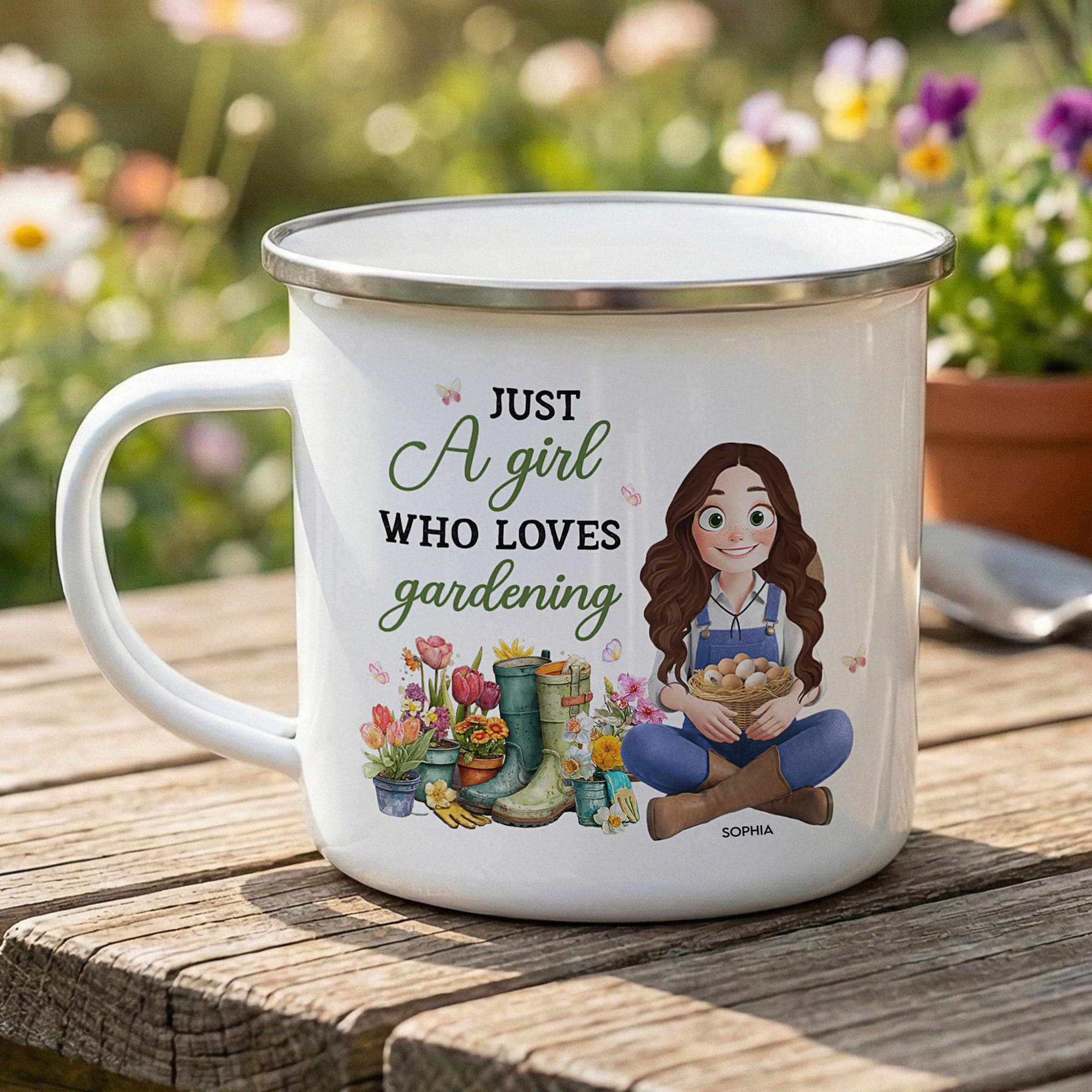 Mother's Day Custom Gardening Cup | POD Dropship, Personalized Enamel Mug - Enamel Mug Detail | Wholesale POD Supplier | MCDFL