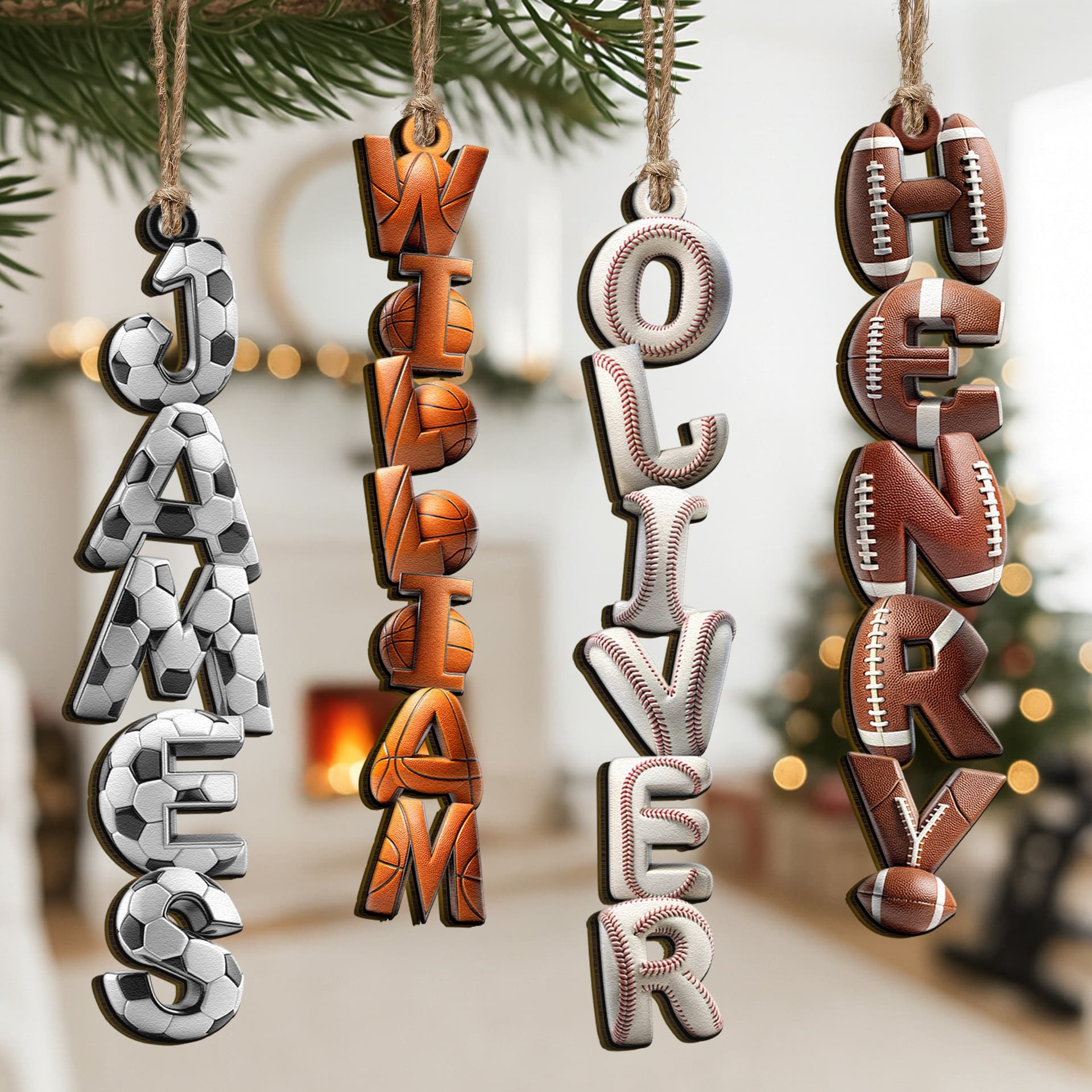 Christmas Custom Name Wooden Ornament | POD Dropship, Personalized Sports Gift
