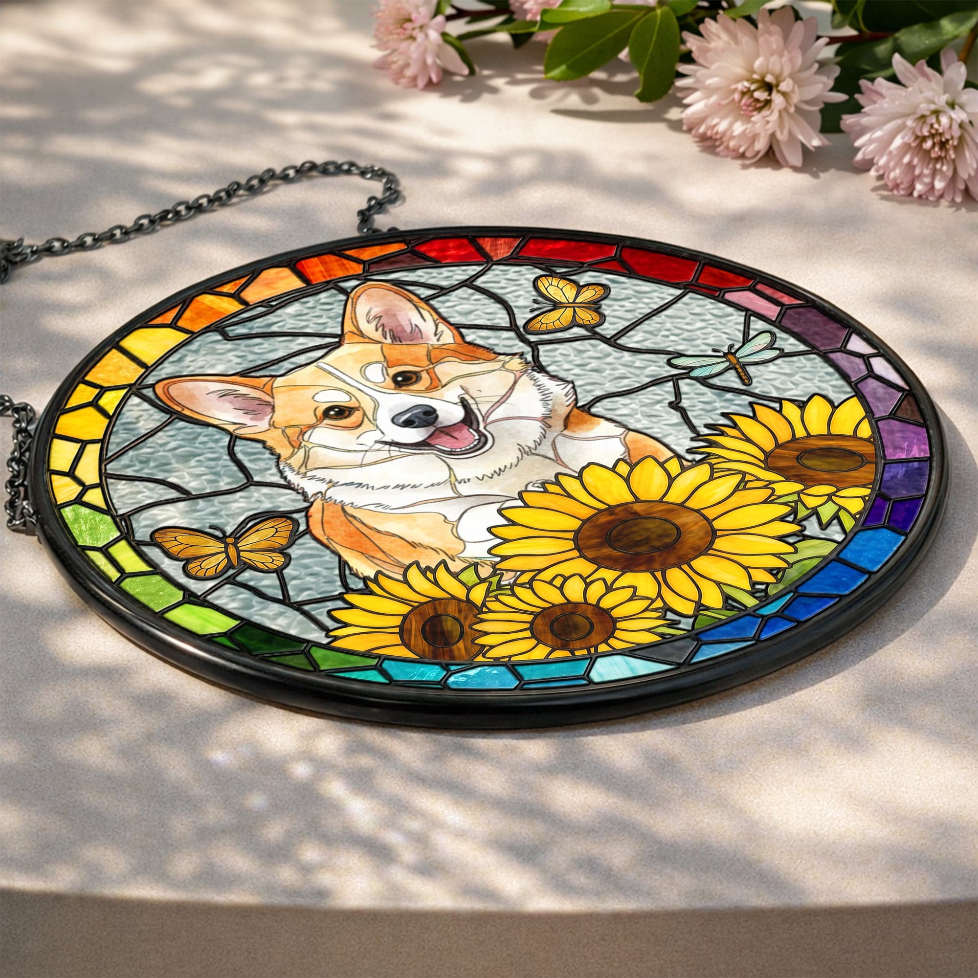 Pet Memorial Stained Glass Suncatcher | Dropship MOQ 1 Custom Portrait - Stained Glass Suncatcher Detail | Wholesale POD Supplier | MCDFL