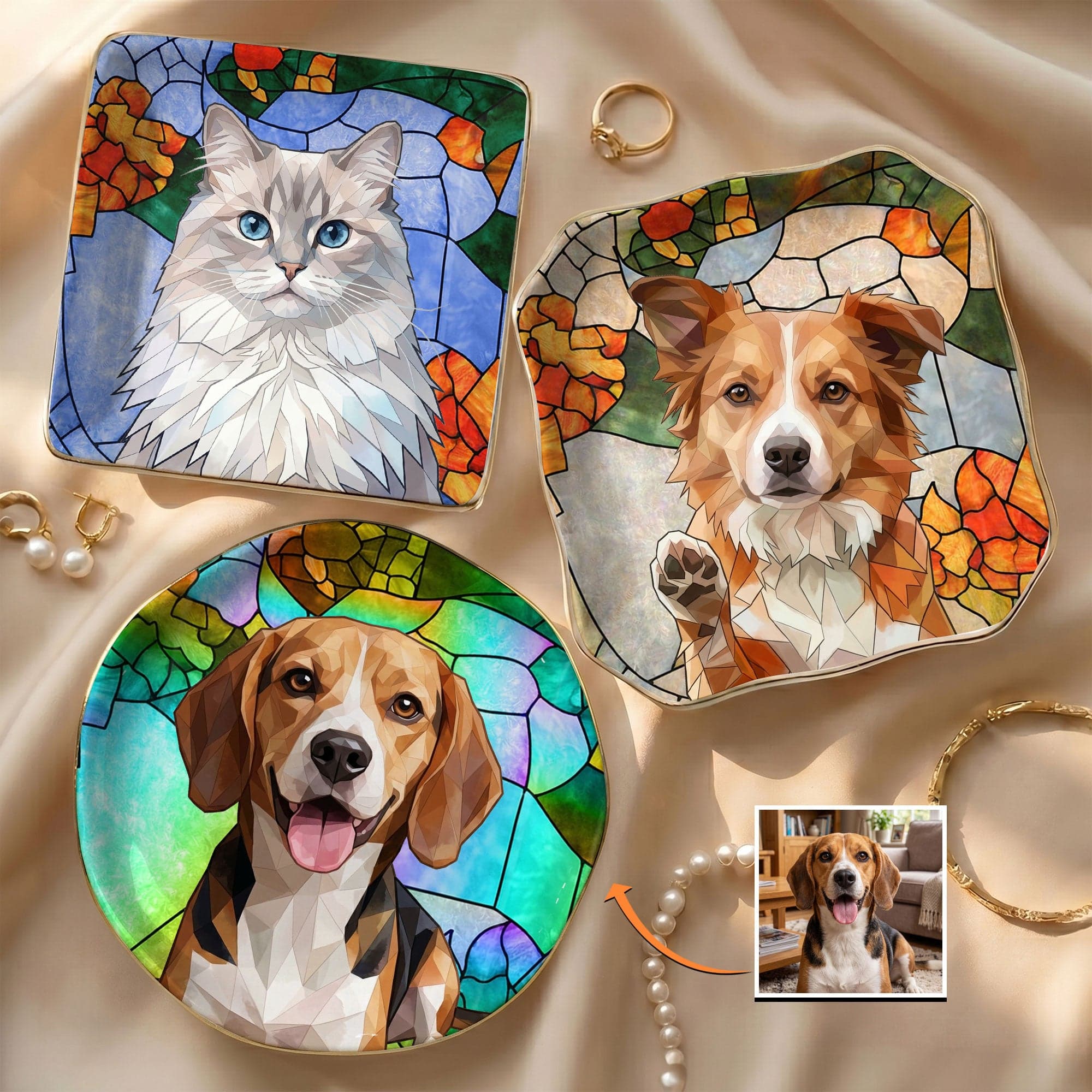 Custom Pet Portrait Jewelry Dish | Dropship MOQ 1, Personalized Wholesaler - Custom Jewelry Dish Wholesale | POD Dropship Supplier | MCDFL