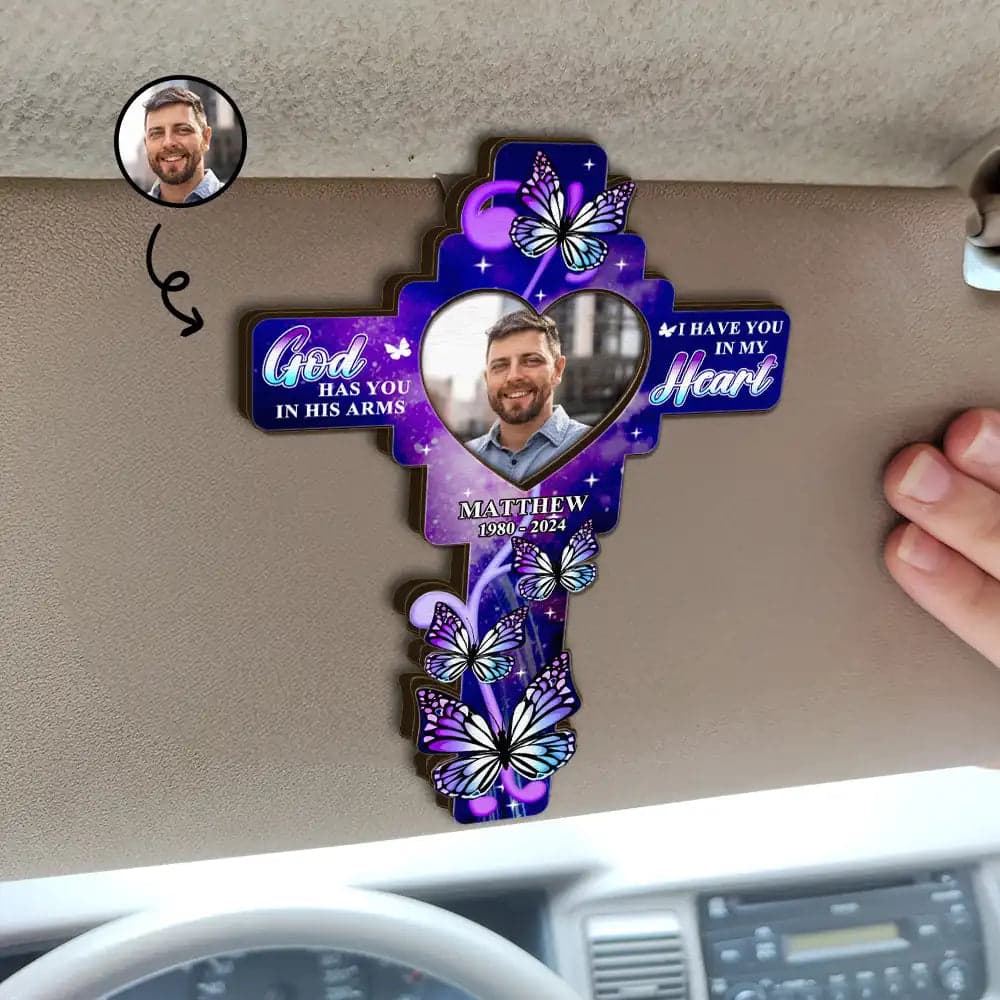 Sympathy Memorial Visor Clip | Personalized Photo Print, Dropship MOQ 1 - Custom Car Visor Clip Wholesale | MCDFL