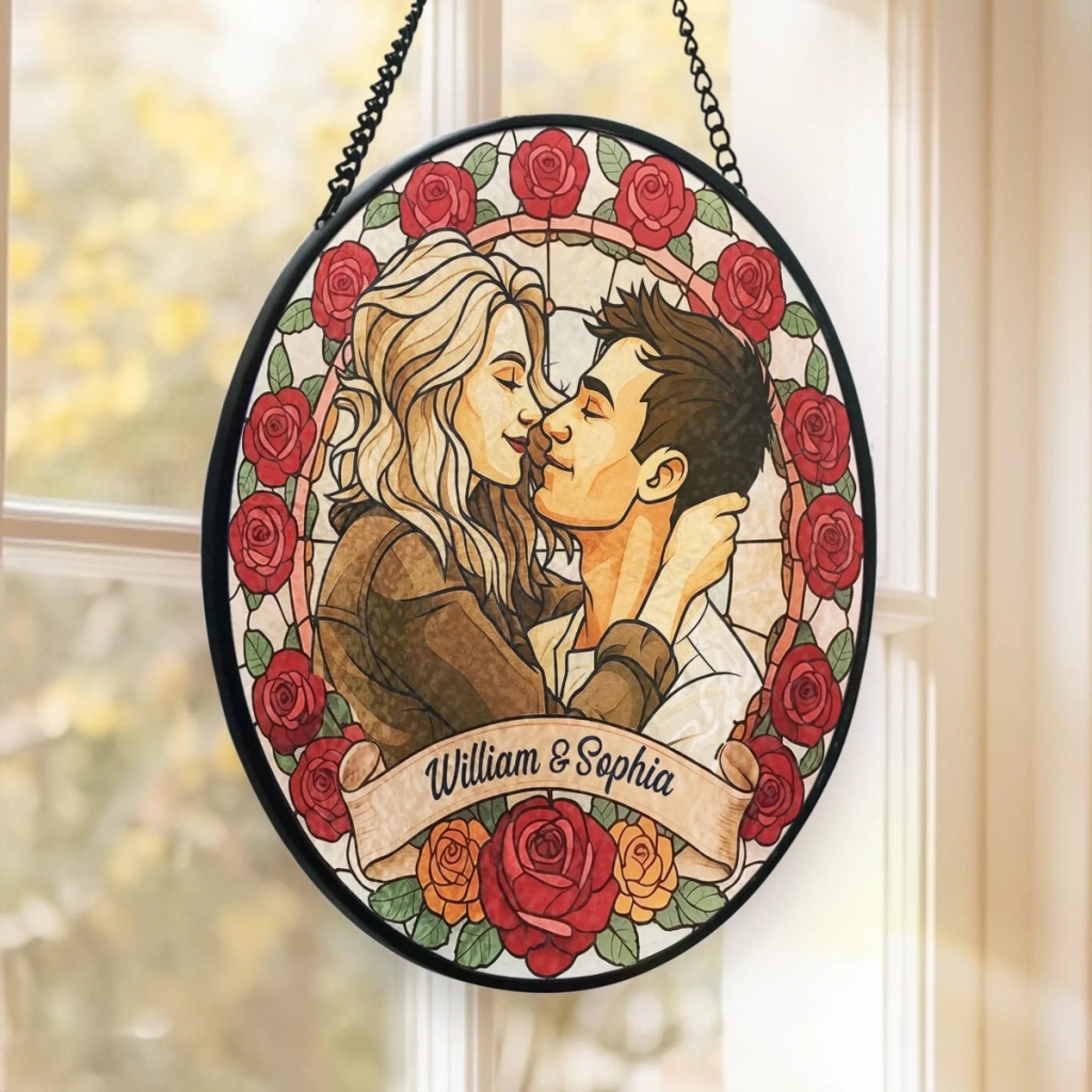 Custom Anniversary Stained Glass Suncatcher | POD Dropship, Wholesale MOQ 1 - Stained Glass Suncatcher Detail | Wholesale POD Supplier | MCDFL