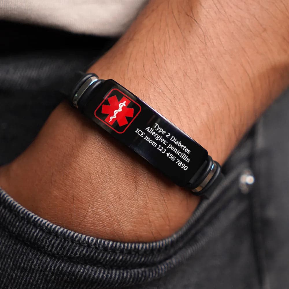 Christmas Custom Engraved Medical Alert Bracelet | Dropship MOQ 1 - Engraved Bracelet Detail | Wholesale POD Supplier | MCDFL