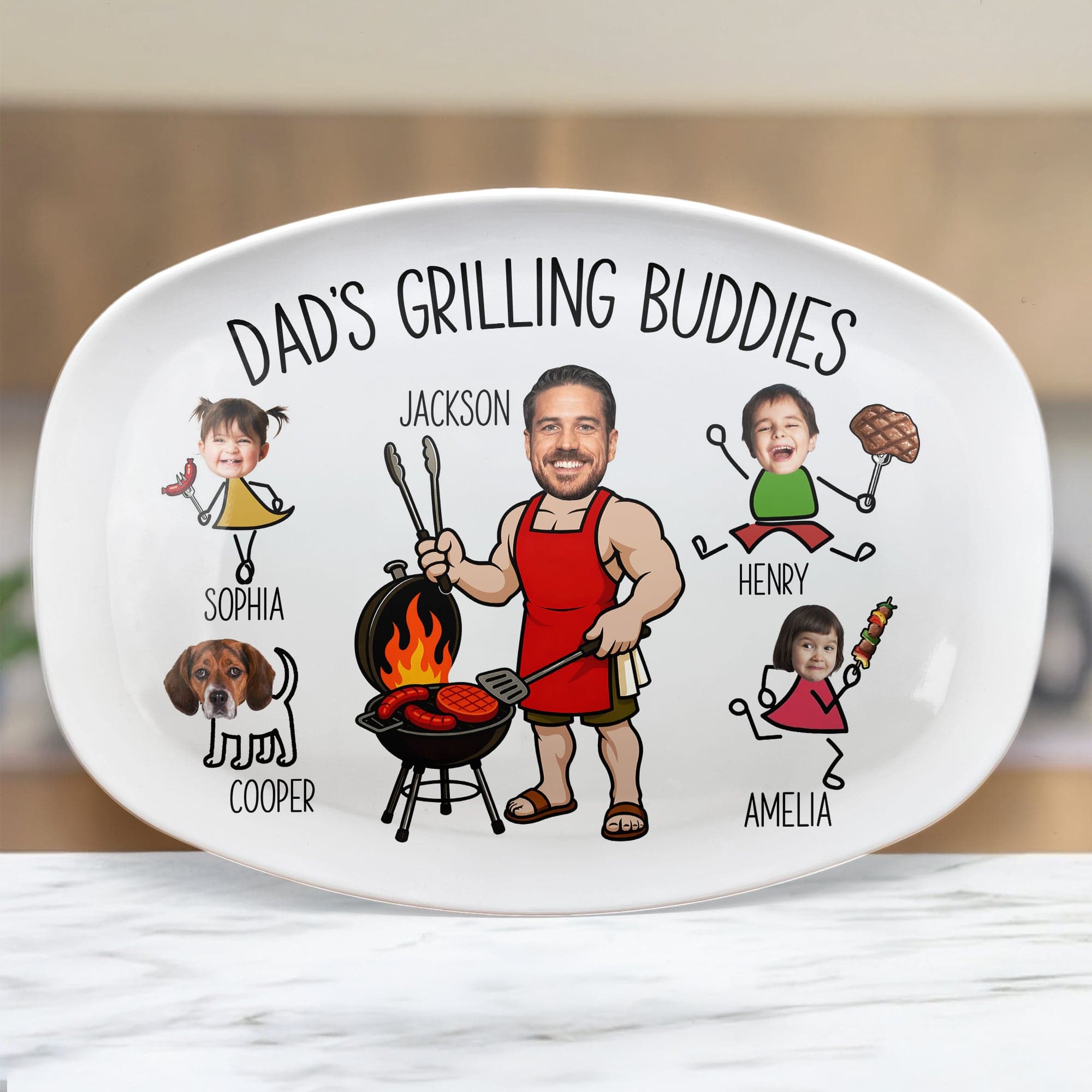 Family Grilling Buddies Platter | Custom BBQ Skewer Plate - Custom Platter Wholesale | POD Dropship Supplier | MCDFL