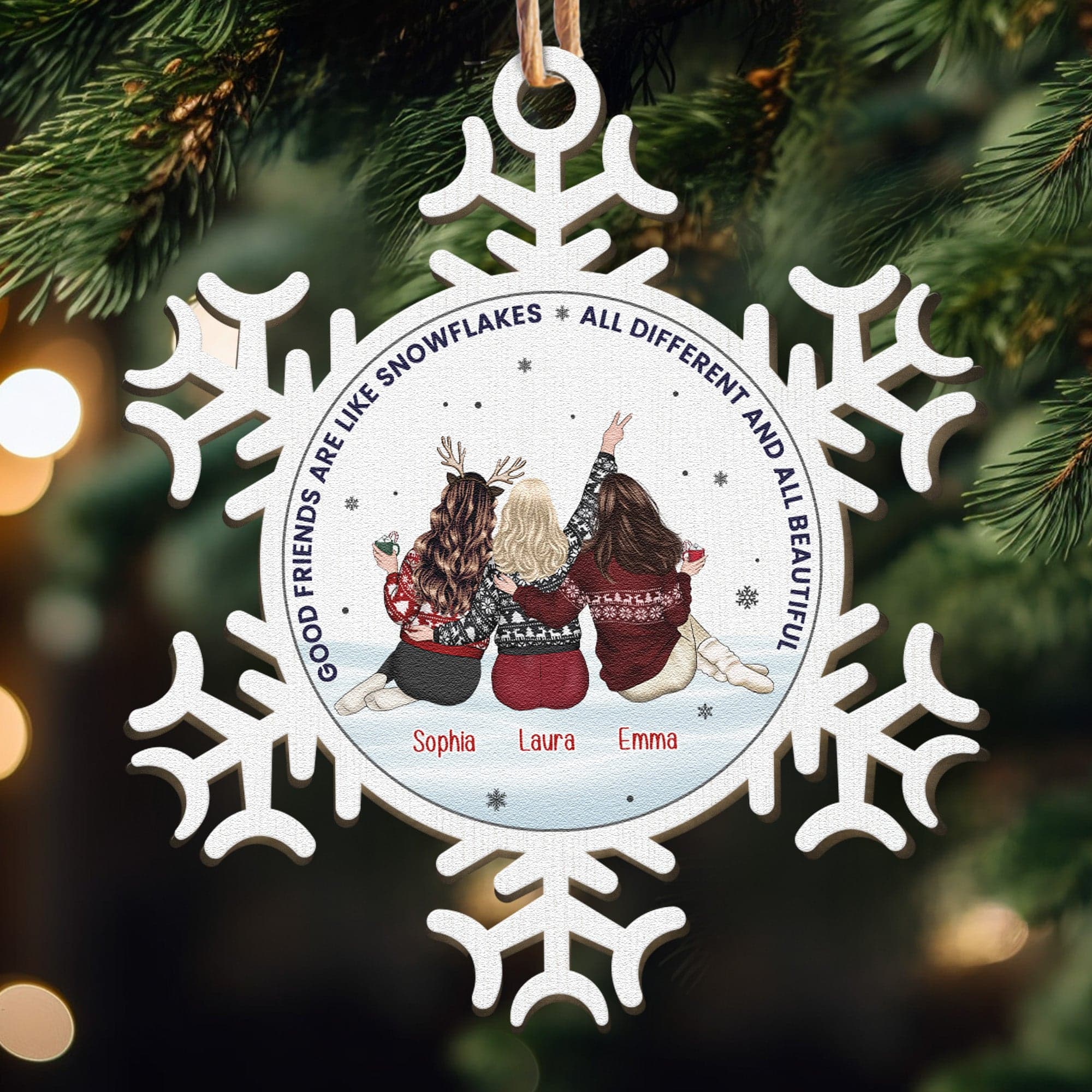 Christmas Personalized Snowflake Wooden Ornament | Dropship MOQ 1 Supplier - Custom Wooden Ornament Wholesale | MCDFL