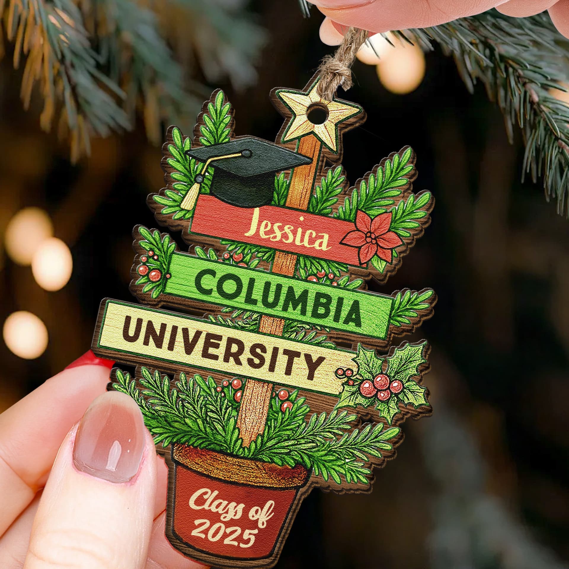 Graduation Christmas Tree Ornament | Custom Wooden POD Dropship - Wooden Ornament Detail | Wholesale POD Supplier | MCDFL
