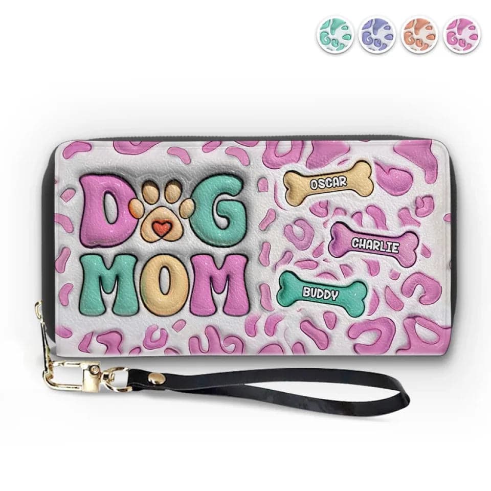Custom Dog Lover Leather Wallet | Personalized 3D Effect, Dropship MOQ 1 - Custom Leather Long Wallet Wholesale | MCDFL