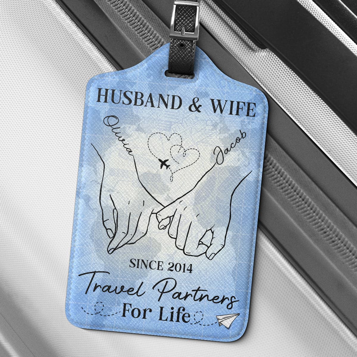 Holiday Custom Luggage Tag for Couples | POD Dropship MOQ 1 - Custom Luggage Tag Wholesale | MCDFL
