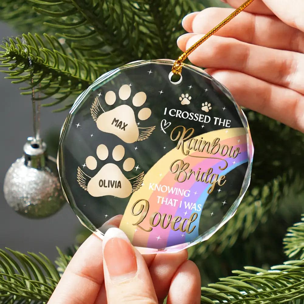 Pet Memorial Christmas Ornament | Custom Dropship MOQ 1 - Glass Ornament Detail | Wholesale POD Supplier | MCDFL