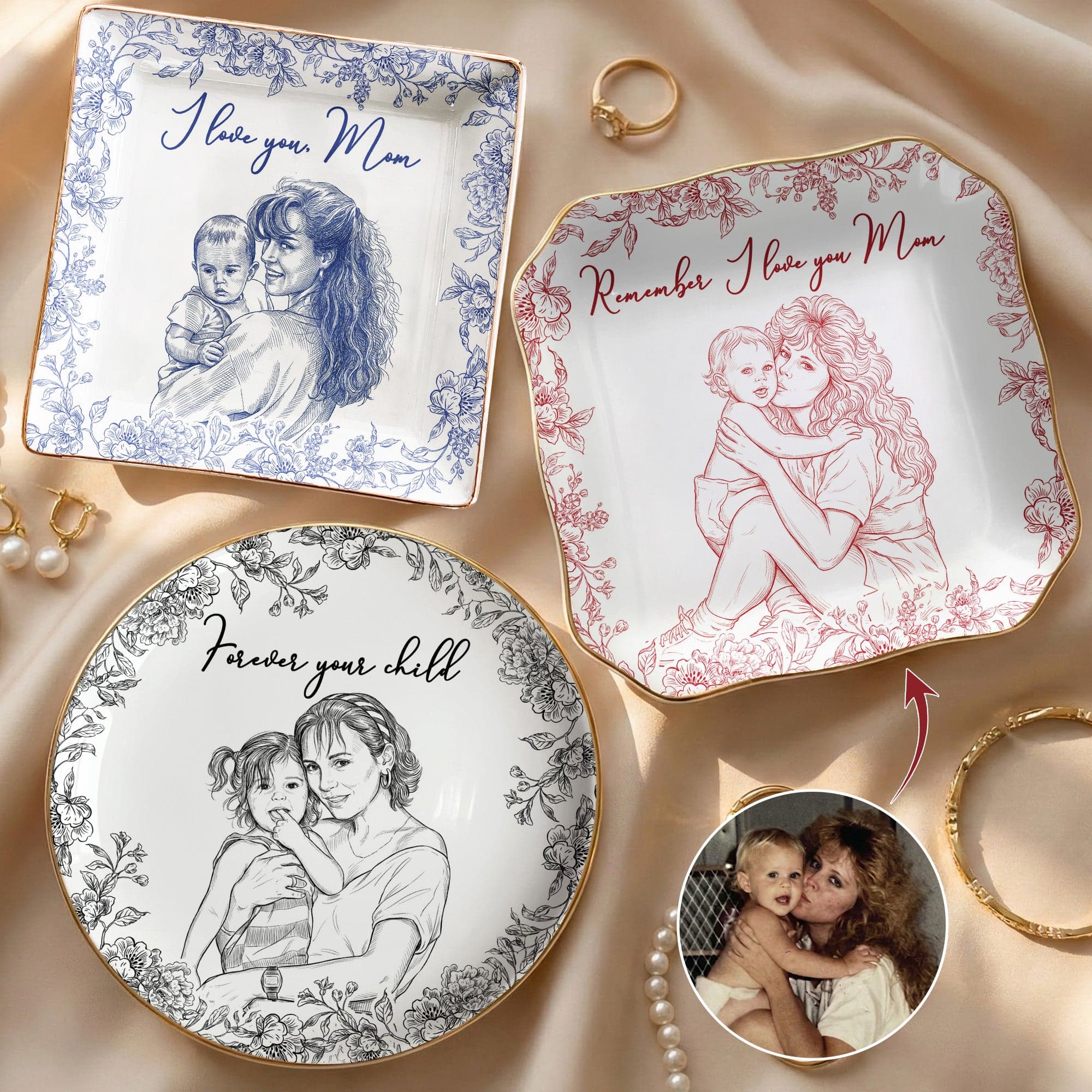 Mother's Day Custom Photo Ring Dish | POD Dropship, Personalized Jewelry Dish - Custom Jewelry Dish Wholesale | MCDFL