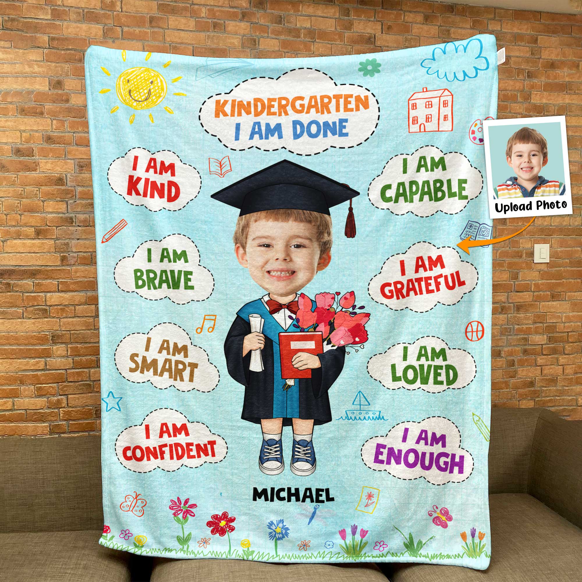 Graduation Custom Kid Photo Blanket | POD Dropship, Personalized Fleece