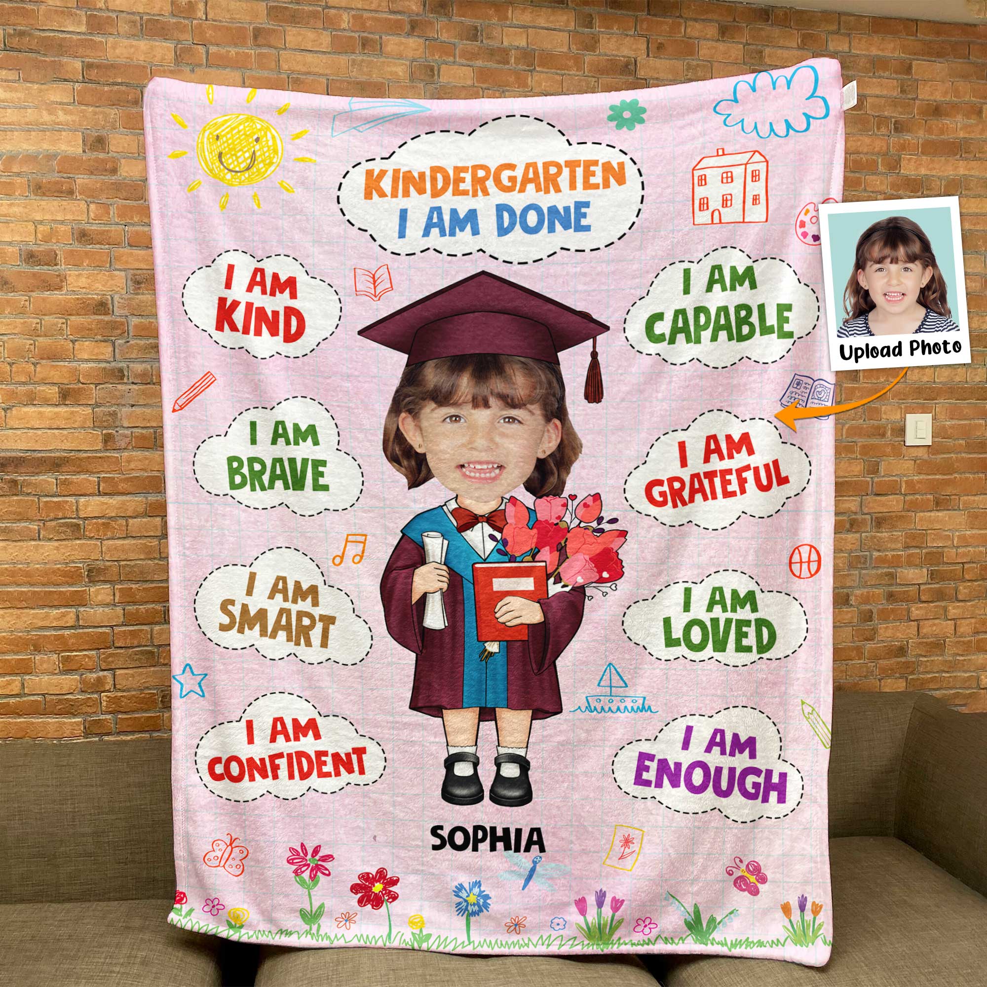 Graduation Custom Kid Photo Blanket | POD Dropship, Personalized Fleece - Blanket Detail | Wholesale POD Supplier | MCDFL
