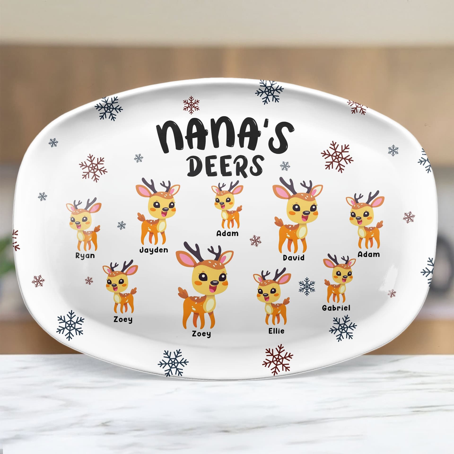 Drop Ship Custom Deer Family Platter | Personalized Woodland Gift - Custom Platter Wholesale | MCDFL
