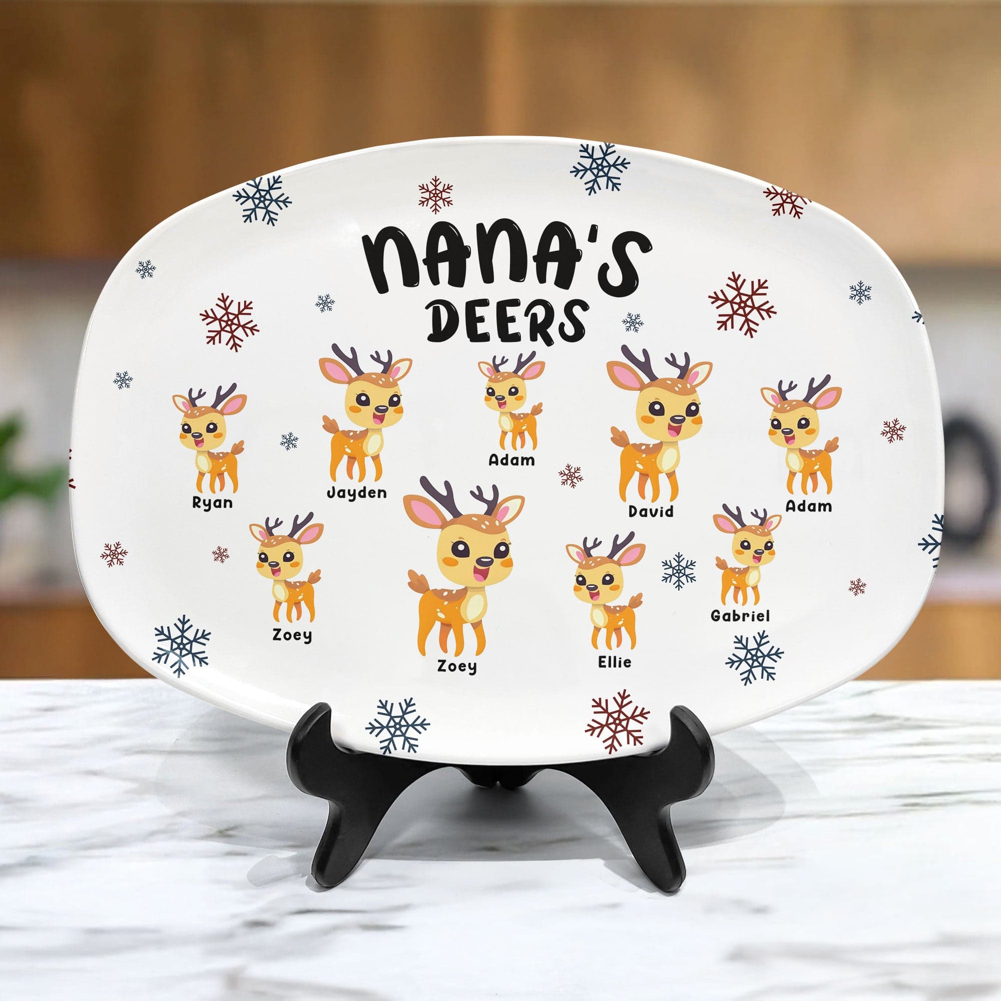 Drop Ship Custom Deer Family Platter | Personalized Woodland Gift - Platter Detail | Wholesale POD Supplier | MCDFL