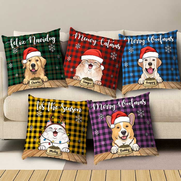 Christmas Personalized Pet Pillow | Dropship MOQ 1, Custom Print - Custom Square Pillow Wholesale | MCDFL