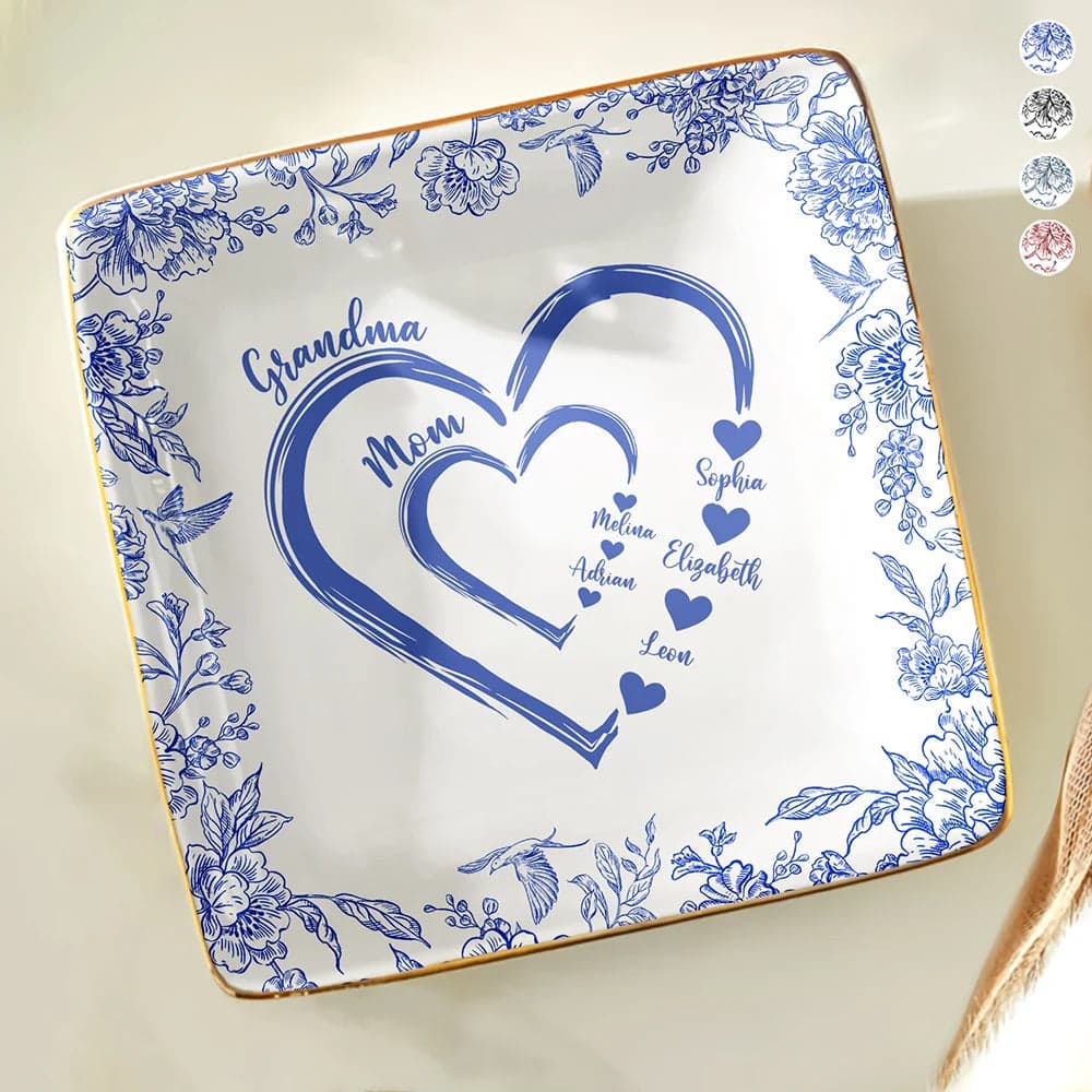 Personalized Ring Dish for Grandma | Wholesale MOQ 1, Dropship Ready - Custom Jewelry Dish Wholesale | MCDFL