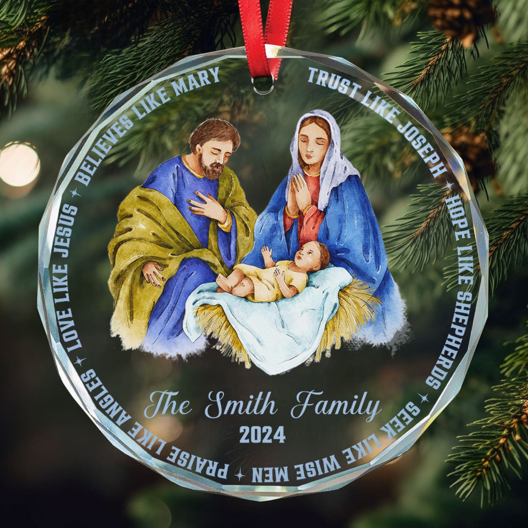 Christmas Nativity Glass Ornament | Custom POD Dropship MOQ 1 - Glass Ornament Detail | Wholesale POD Supplier | MCDFL