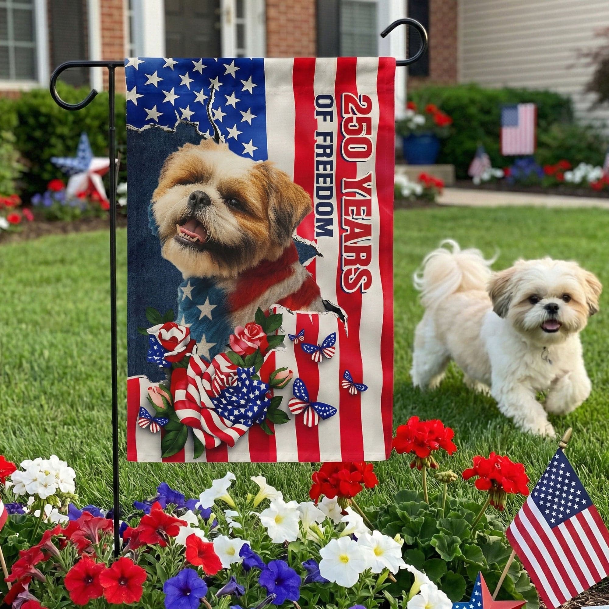 Patriotic Pet Portrait Flag | Personalized Photo Dropship MOQ 1 - Flag Detail | Wholesale POD Supplier | MCDFL