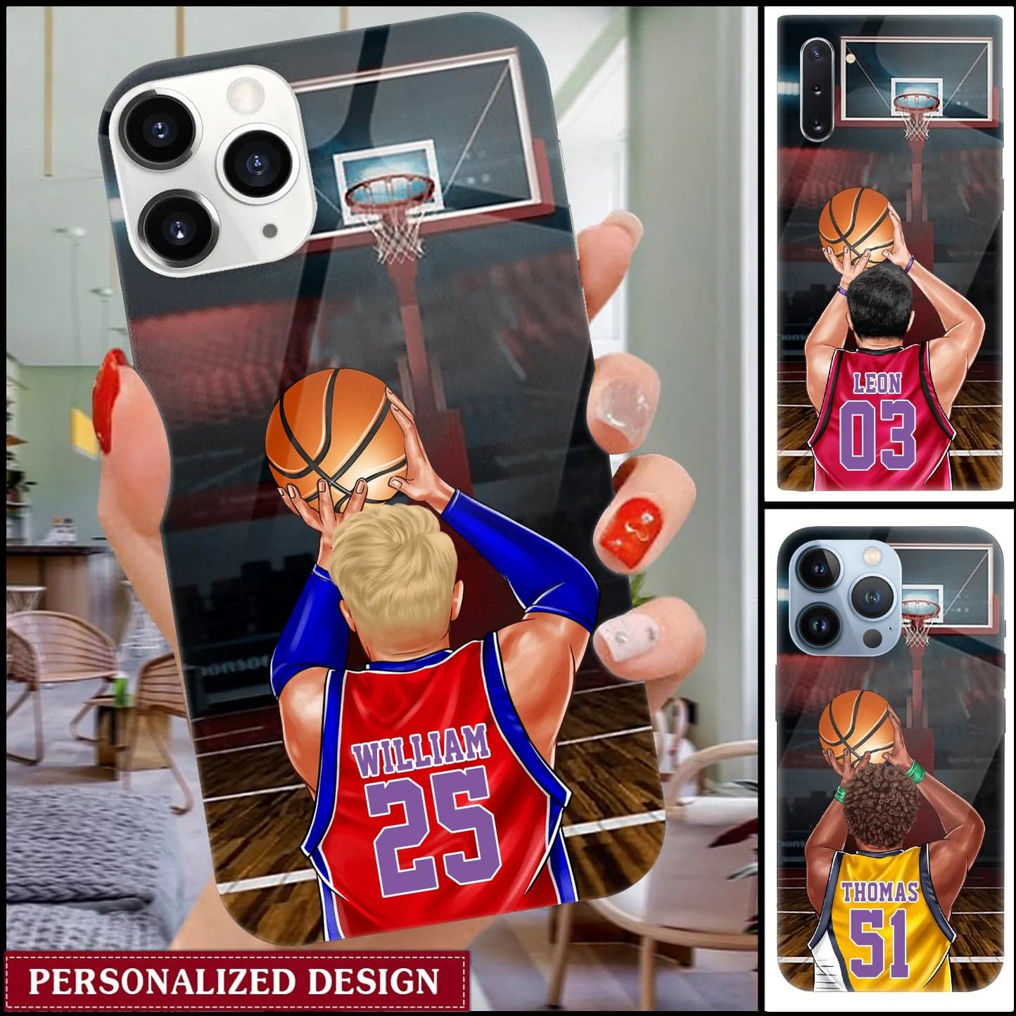 Personalized Basketball Glass Phone Case | POD Dropship MOQ 1 - Custom Acrylic Glass Phone Case Wholesale | MCDFL