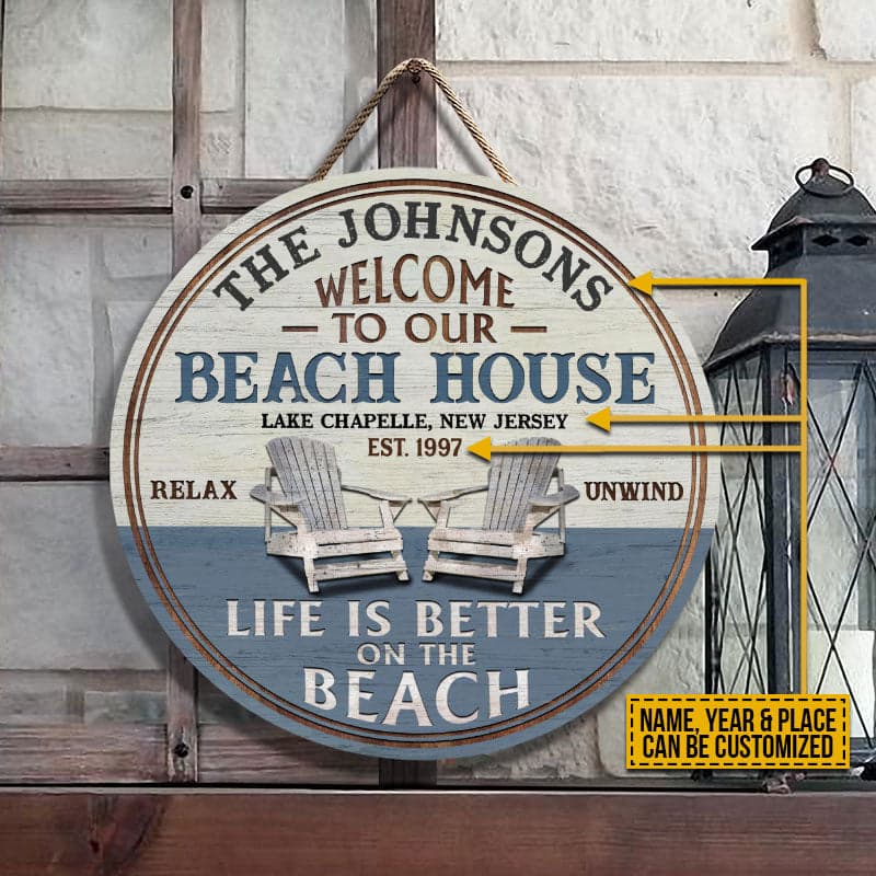 Custom Beach House Wood Sign for Father's Day | POD Dropship Supplier MOQ 1 - Wood Sign Detail | Wholesale POD Supplier | MCDFL