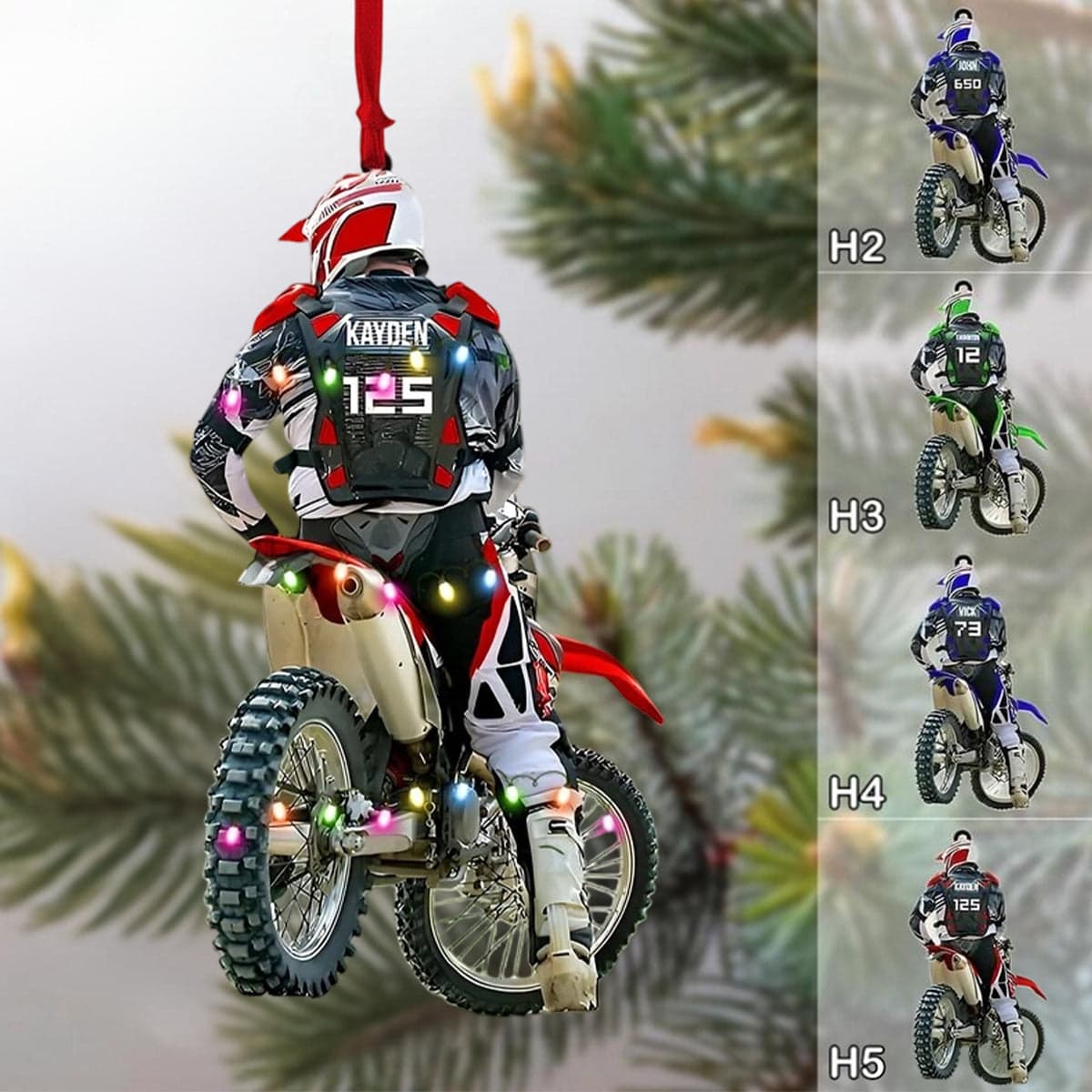 Custom Motocross Dirt Bike Christmas Ornament | Dropship MOQ 1 - Custom Acrylic Ornament Wholesale | MCDFL