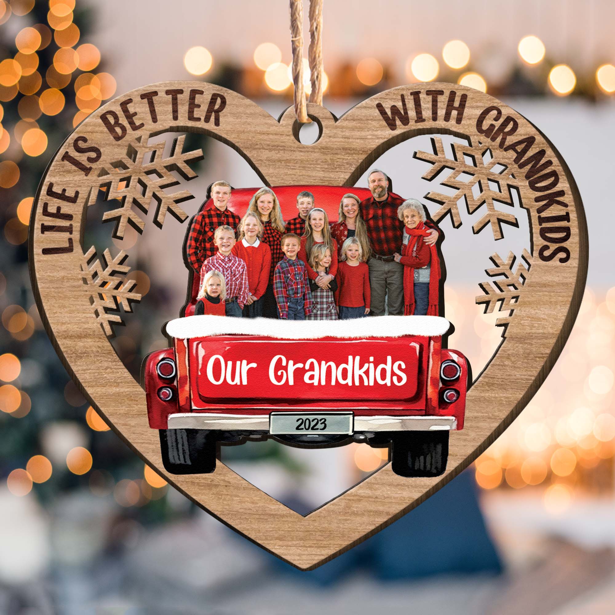Christmas Custom Photo Wooden Ornament | POD Dropship MOQ 1, Personalized Gift