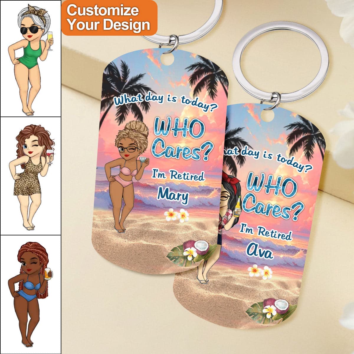 Retirement Custom Keychain | Personalized Stainless Steel, MOQ 1 Dropship - Steel Keychain Detail | Wholesale POD Supplier | MCDFL