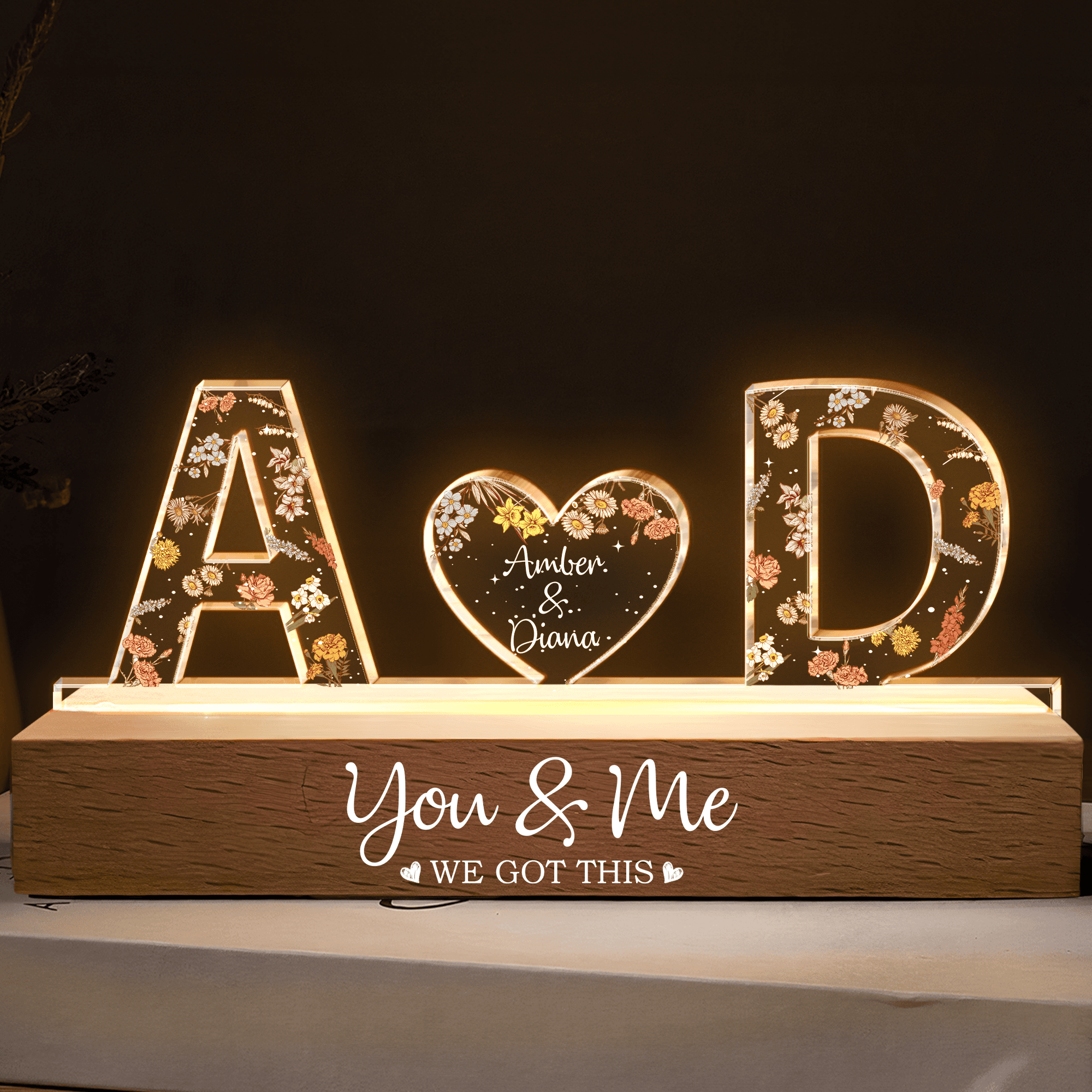 Personalized Couple LED Night Light | Wholesale MOQ 1 Dropship - Custom LED Night Light Wholesale | MCDFL